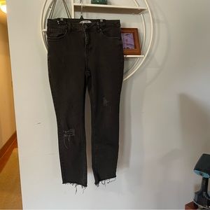 Free People Women's 29 Black Distressed Raw Hem Jeans